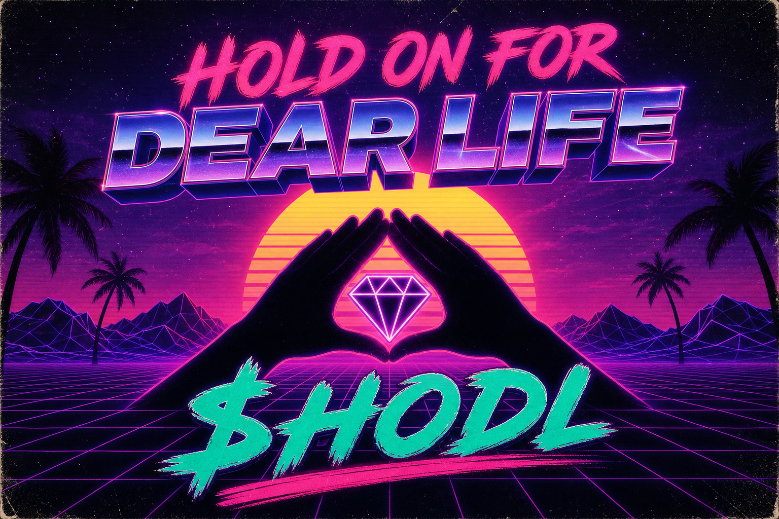 Synthwave HODL poster neon style